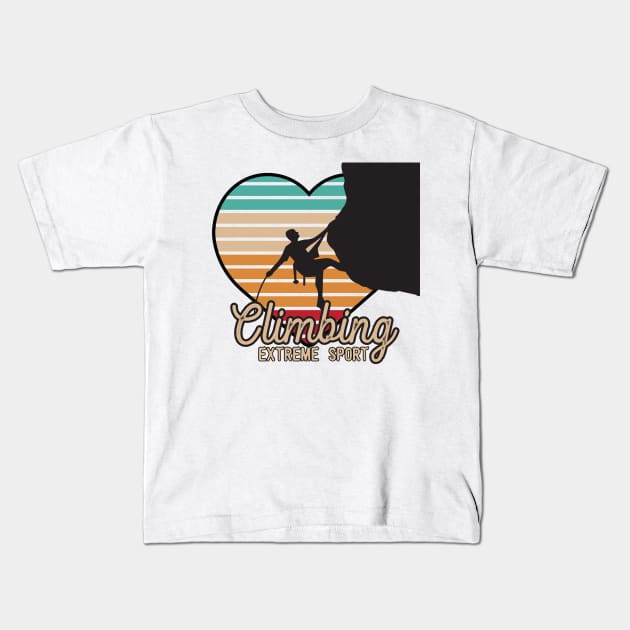 climbing extreme sport Kids T-Shirt by Mako Design 